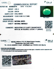 4.66/CT Natural Panna Stone with Govt. Lab Certificate